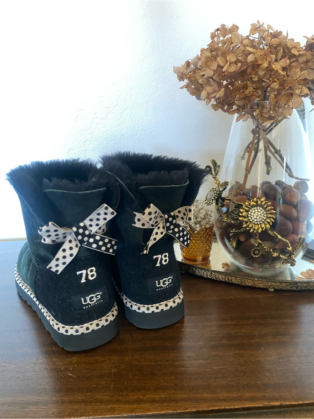 UGG Black Suede Faux-Shearling Ankle Bootie with Contrast Trim - Picture 3 of 6